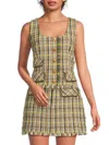 Walter Baker Women's Plaid Tweed Button-front Minidress In Green