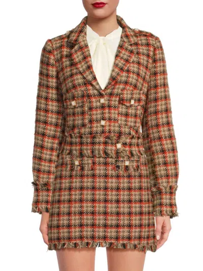 Walter Baker Women's Plaid Wool-blend Cropped Jacket In Brown