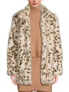 Walter Baker Women's Priscilla Faux Fur Leopard-print Mid-length Coat In Nude
