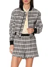 Walter Baker Raina Tweed Bomber Jacket In Black Beige