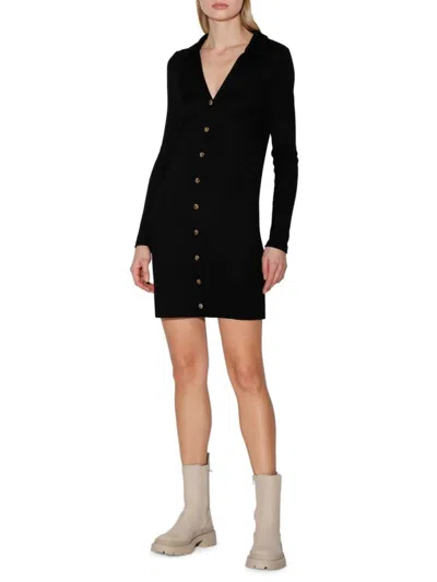 Walter Baker Women's Rhonda Collar Knit Bodycon Mini Dress In Black