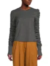 Walter Baker Women's Ruched Long-sleeve T-shirt In Dark Heather Grey