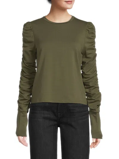 Walter Baker Women's Ruched Sleeve Top In Olive