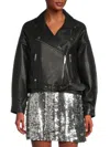 Walter Baker Women's Santana Drop Shoulder Leather Biker Jacket In Black