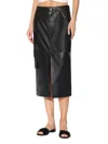 Walter Baker Women's Selene Front Slit Leather Midi Skirt In Black