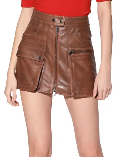 Walter Baker Women's Shirley Leather Mini Skirt In Teak