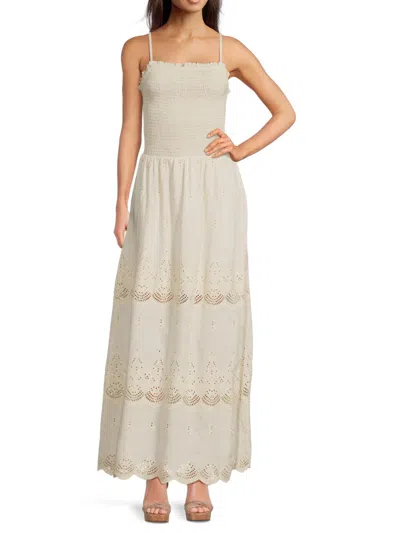 Walter Baker Women's Smocked Eyelet Maxi Dress