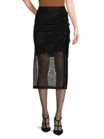 Walter Baker Women's Stephana Ruched Midi Skirt In Black