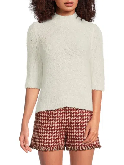 Walter Baker Women's Textured Mock Turtleneck Knit Top In White