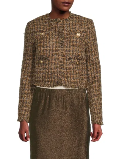 Walter Baker Women's Tucker Fringe Trim Tweed Jacket In Brown