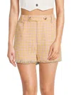 Walter Baker Women's Tweed Gingham Shorts In Pink Multi Tweed
