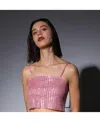 Walter Baker Chellie Cropped Sequined Stretch-mesh Tank In City Sequin Rose