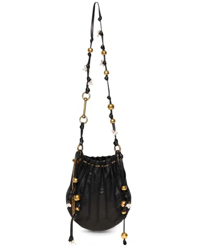 Walter Baker Wynn Knot Leather Charm Bucket In Black