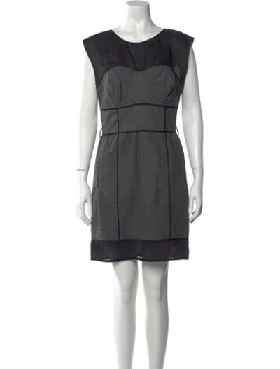 Pre-owned Walter Crew Neck Knee-length Dress In Grey