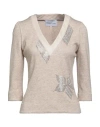 Walter Duchini Woman Sweater Beige Size 10 Viscose, Polyester, Polyamide In Beige