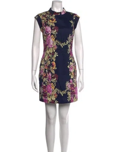 Pre-owned Walter Floral Print Mini Dress In Blue