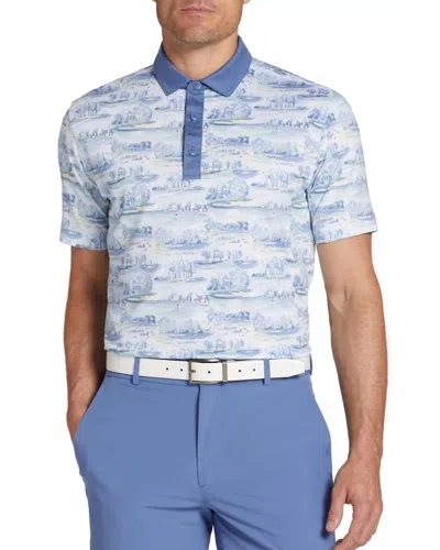 Walter Hagen Clubhouse Country Club Printed Golf Polo In White/blue In Multi