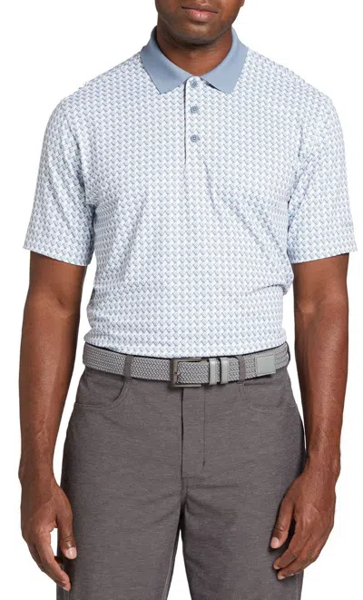 Walter Hagen Men's  Performance 11 Polo Shirt White Houndsteeth Golf Srt630 In Blue