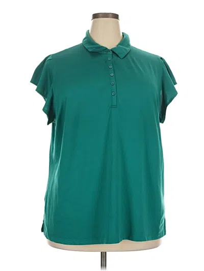 Pre-owned Walter Hagen Short Sleeve Blouse In Teal