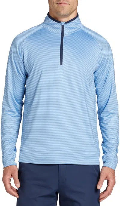 Walter Hagen Top Men'sblue Striped Zip Lightweight Golf Performance Srt71 In Blue