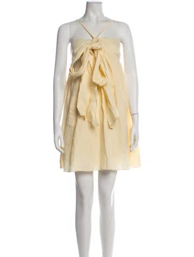 Pre-owned Walter Linen Mini Dress In Yellow