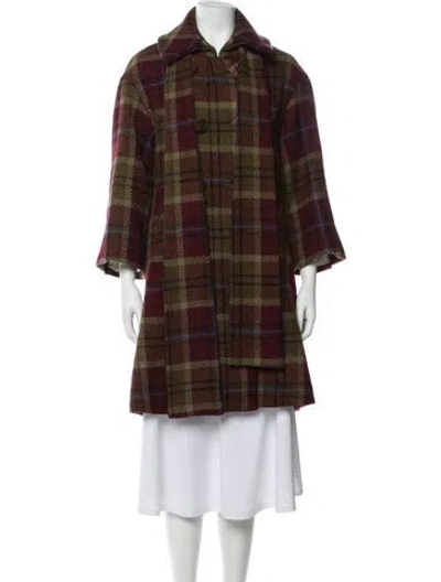 Pre-owned Walter Plaid Print Coat In Brown