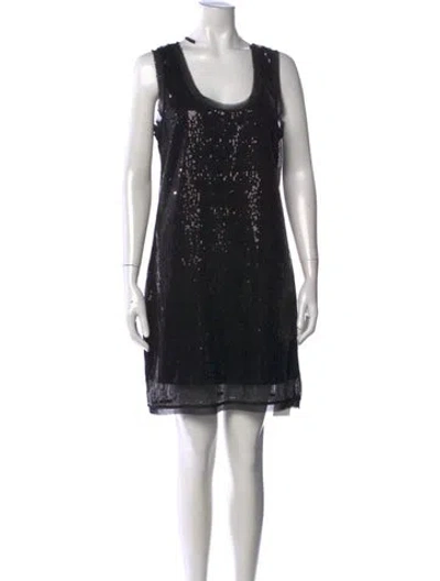 Pre-owned Walter Scoop Neck Mini Dress In Black