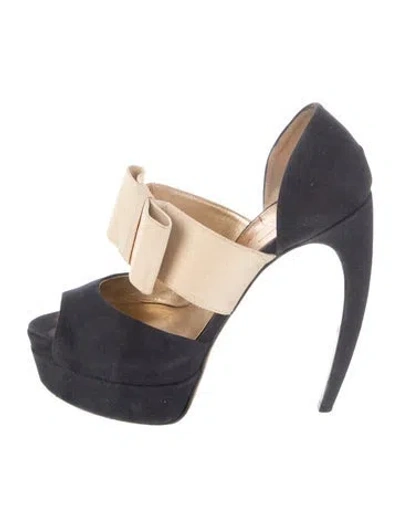 Pre-owned Walter Steiger Canvas Bow Accents Pumps In Blue