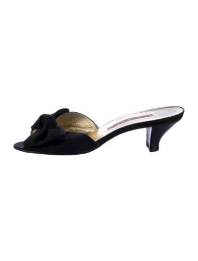 Pre-owned Walter Steiger Canvas Bow Accents Sandals In Blue