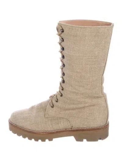 Pre-owned Walter Steiger Canvas Combat Boots In Neutrals