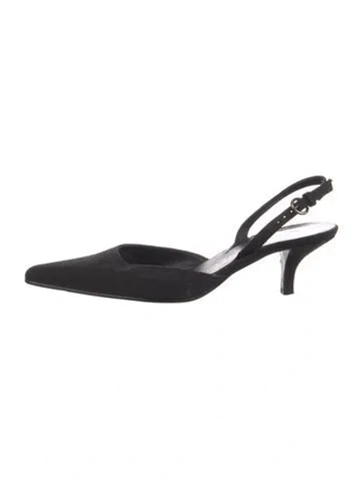 Pre-owned Walter Steiger Canvas Slingback Pumps In Black