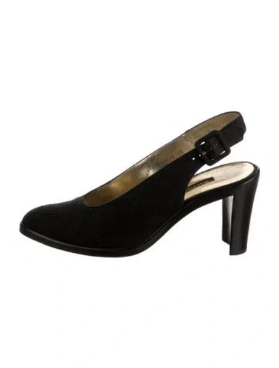 Pre-owned Walter Steiger Canvas Slingback Pumps In Black