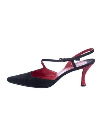 Pre-owned Walter Steiger Colorblock Pattern Slingback Pumps In Black
