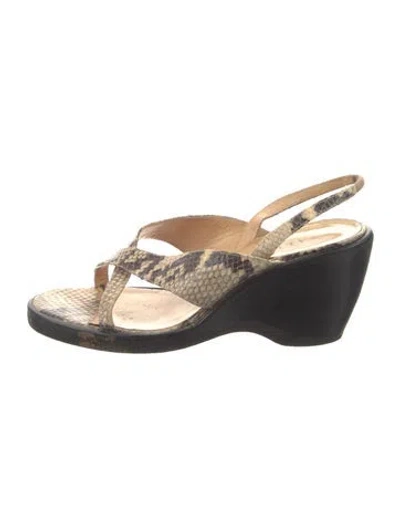 Pre-owned Walter Steiger Embossed Leather Animal Print Sandals