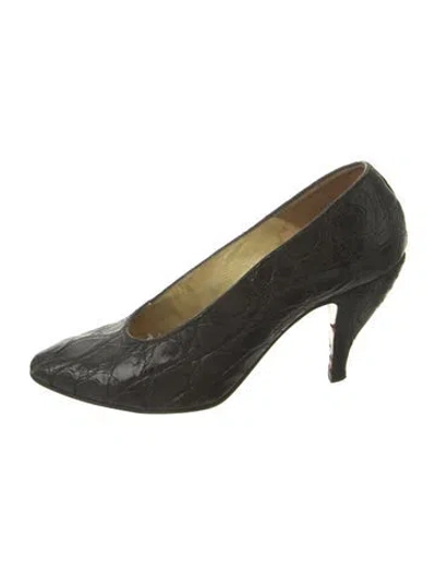 Pre-owned Walter Steiger Embossed Leather Pumps In Green