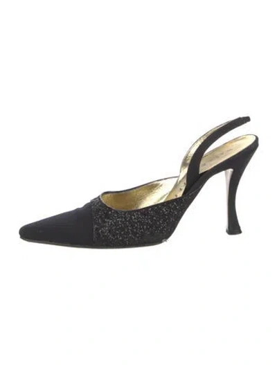 Pre-owned Walter Steiger Glitter Accents Slingback Pumps In Black