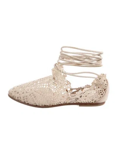 Pre-owned Walter Steiger Lace Lace Pattern Flats In Multicolor