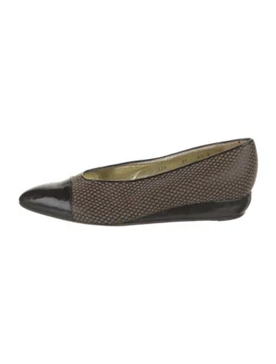 Pre-owned Walter Steiger Leather Animal Print Flats In Brown