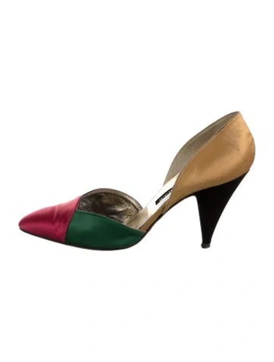 Pre-owned Walter Steiger Leather Colorblock Pattern D'orsay Pumps In Black