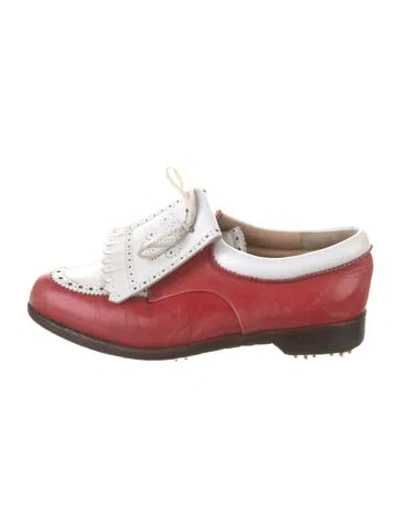 Pre-owned Walter Steiger Leather Colorblock Pattern Oxfords In Red