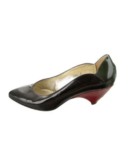 Pre-owned Walter Steiger Leather Colorblock Pattern Pumps In Green