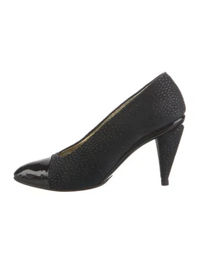 Pre-owned Walter Steiger Leather Glitter Accents Pumps In Black