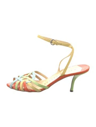 Pre-owned Walter Steiger Leather Printed Sandals In Yellow