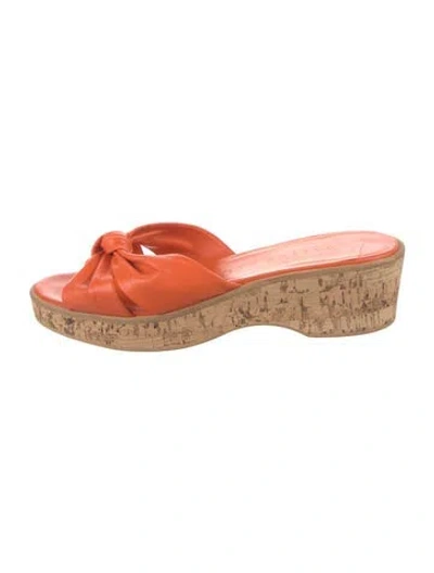 Pre-owned Walter Steiger Leather Printed Slides In Orange