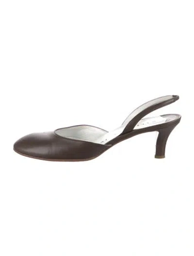 Pre-owned Walter Steiger Leather Slingback Pumps In Brown