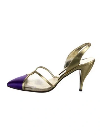 Pre-owned Walter Steiger Leather Slingback Pumps In Gold