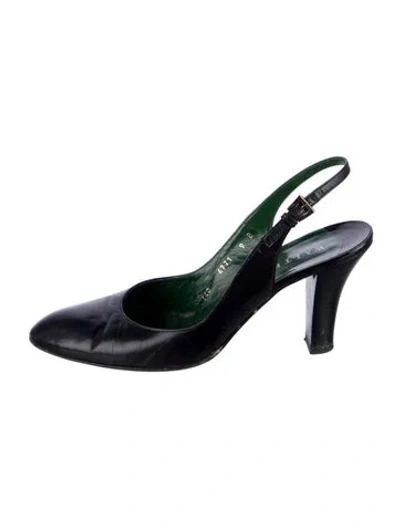 Pre-owned Walter Steiger Leather Slingback Pumps In Green