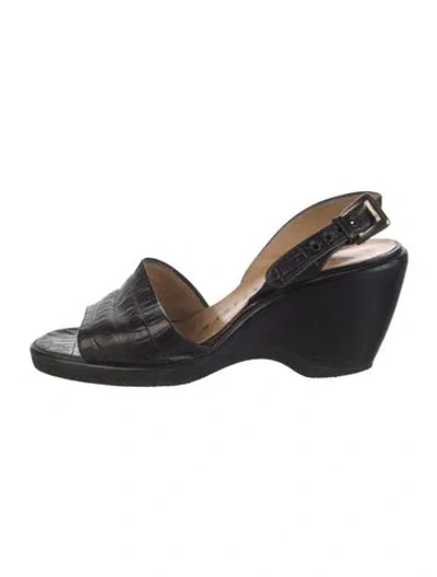 Pre-owned Walter Steiger Leather Slingback Sandals In Black