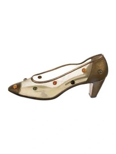 Pre-owned Walter Steiger Mesh Pumps In Gold