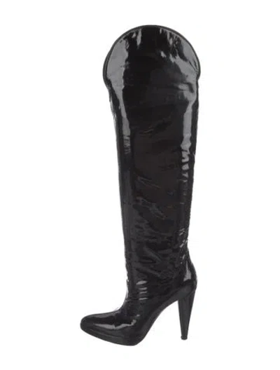 Pre-owned Walter Steiger Patent Leather Boots In Black